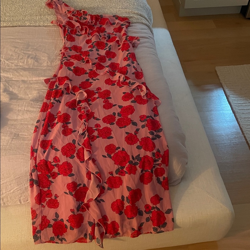 Wayf Pink and Red Floral Dress
